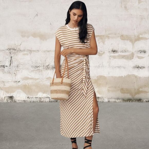 Anthropologie Dresses & Skirts - Anthropologie $98 Daily Practice Tiebreaker Muscle-Sleeve Midi Dress Medium NWT